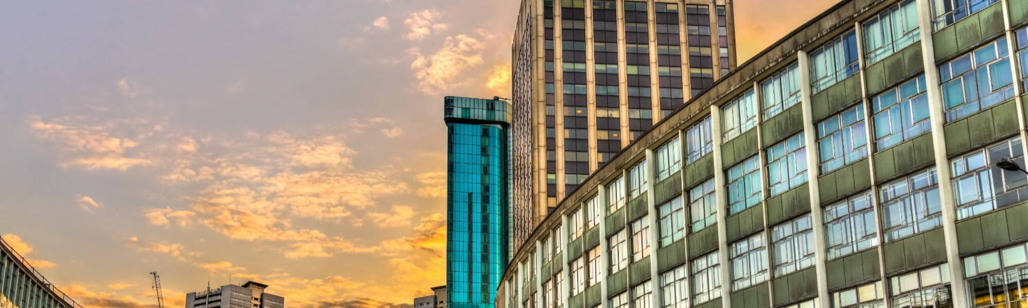 View of Birmingham at sunset - West Midlands, England