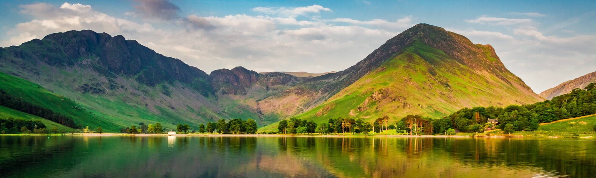 Sunset at lake in District Lake in summer, UK