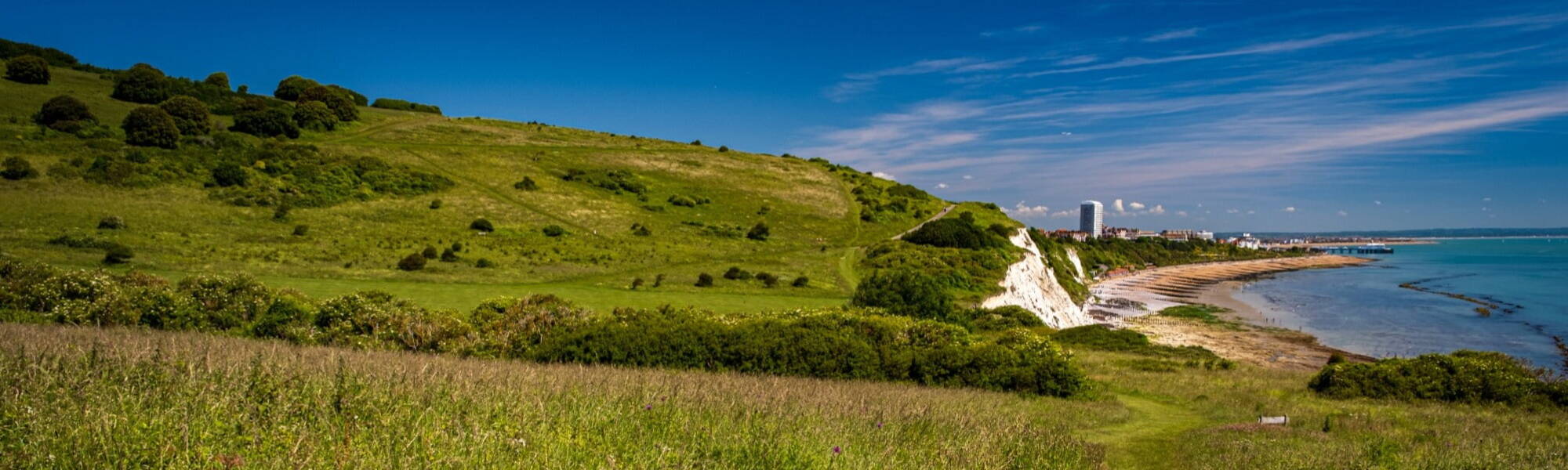 Eastbourne from low tide at Beachy Head